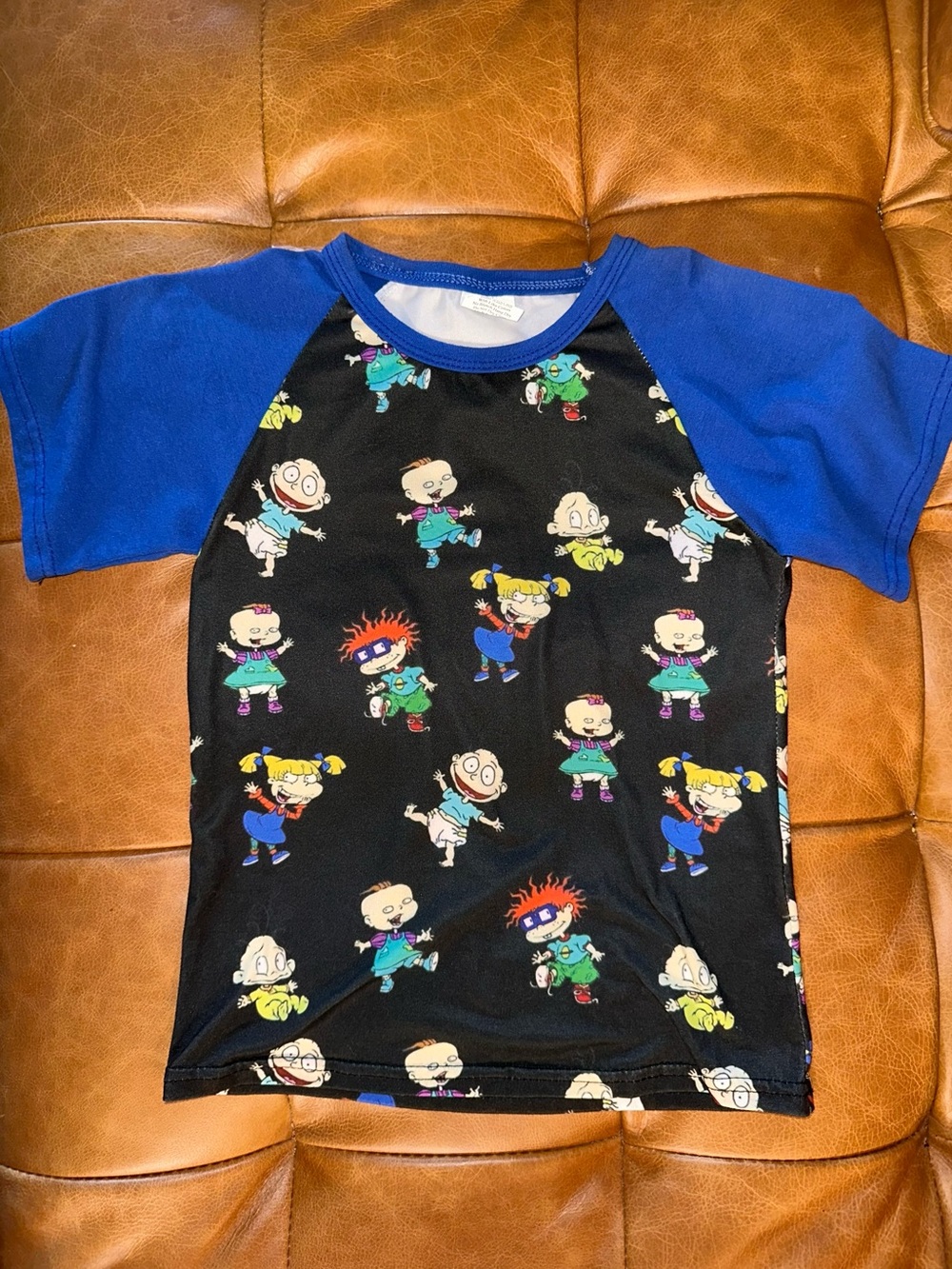 Black & Blue Kids' Cartoon Raglan Rugrats Tee